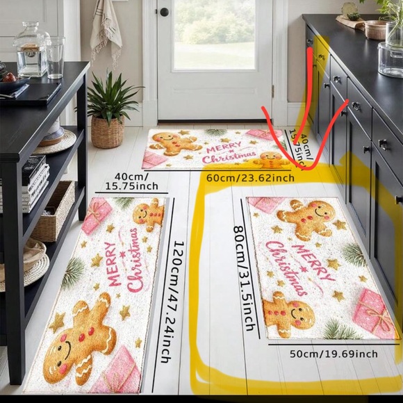 Christmas Gingerbread Kitchen Rug - Picture 2 of 2